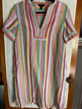 J. Crew Pastel Multicolor Striped Cotton Tunic Dress